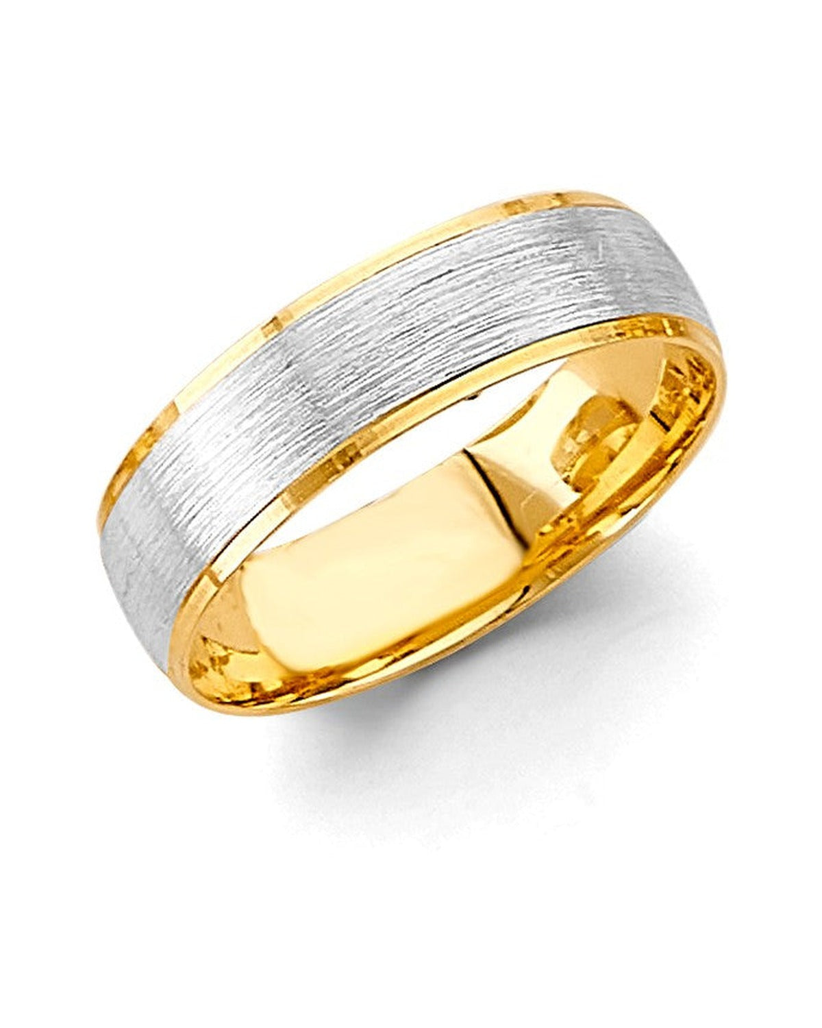 14K Two-Tone Gold 2T 6mm Sand Polish Wedding Band (RG-3449)