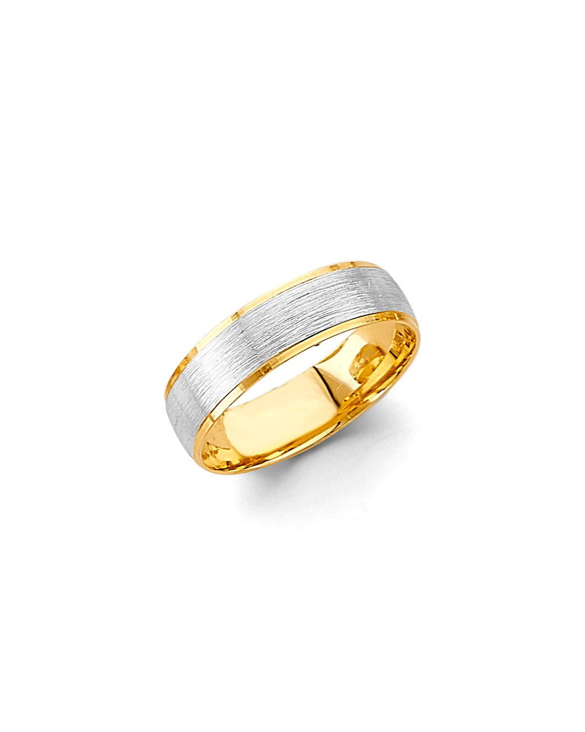 14K Two-Tone Gold 2T 6mm Sand Polish Wedding Band (RG-3449)