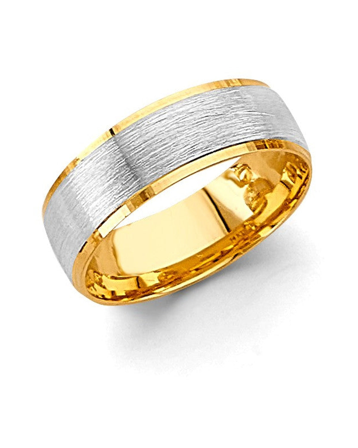 14K Two-Tone Gold 2T 6mm Sand Polish Wedding Band (RG-3450)