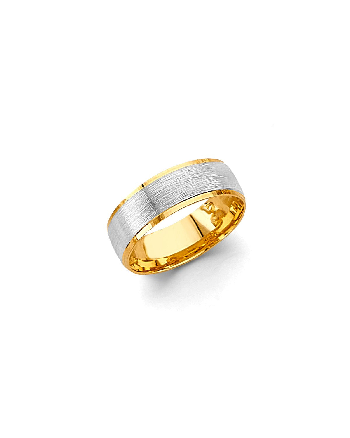 14K Two-Tone Gold 2T 6mm Sand Polish Wedding Band (RG-3450)