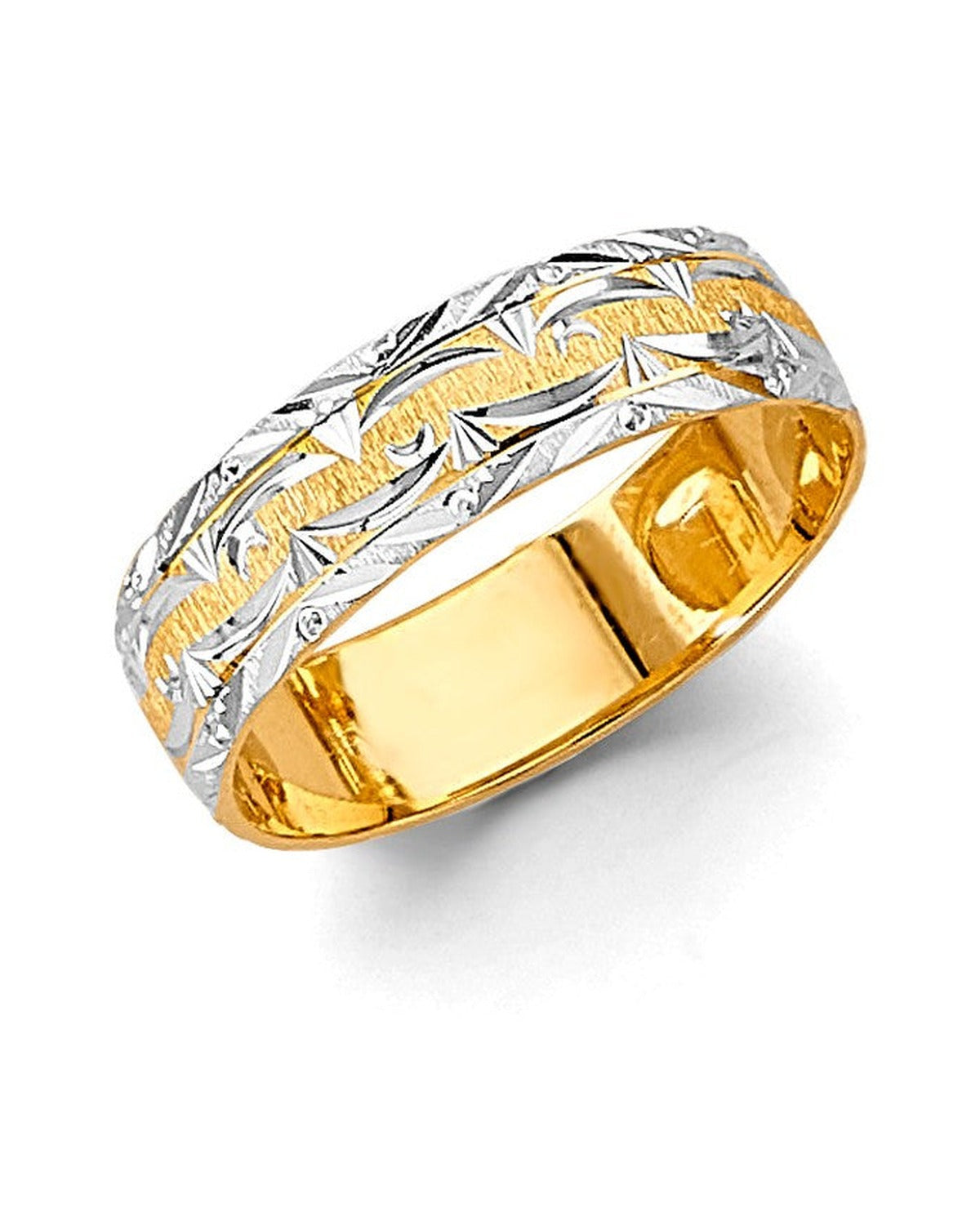 14K Two-Tone Gold 2T 6mm DC Wedding Band (RG-3453)