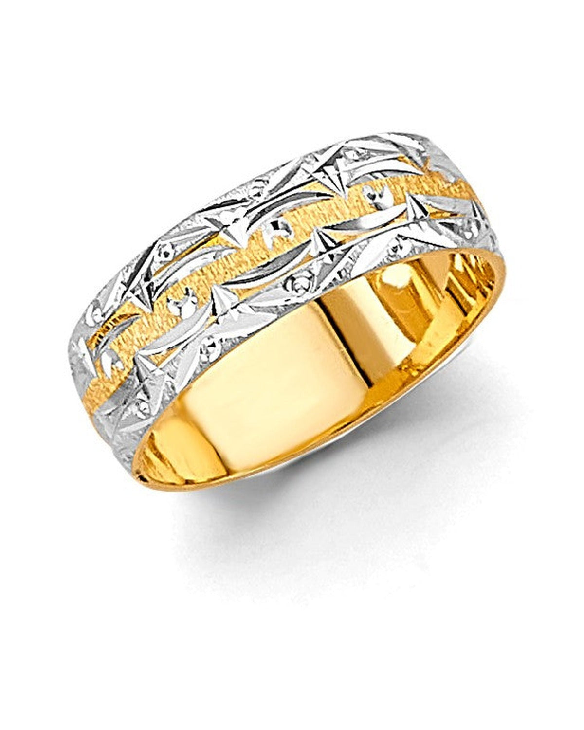 14K Two-Tone Gold 2T 6mm DC Wedding Band (RG-3454)