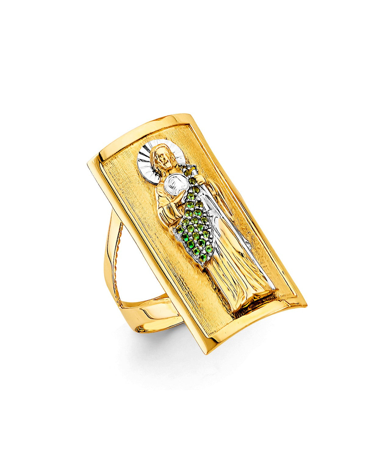 14K Two-Tone Gold 2T St. Jude Men's CZ Ring (RG-3496)