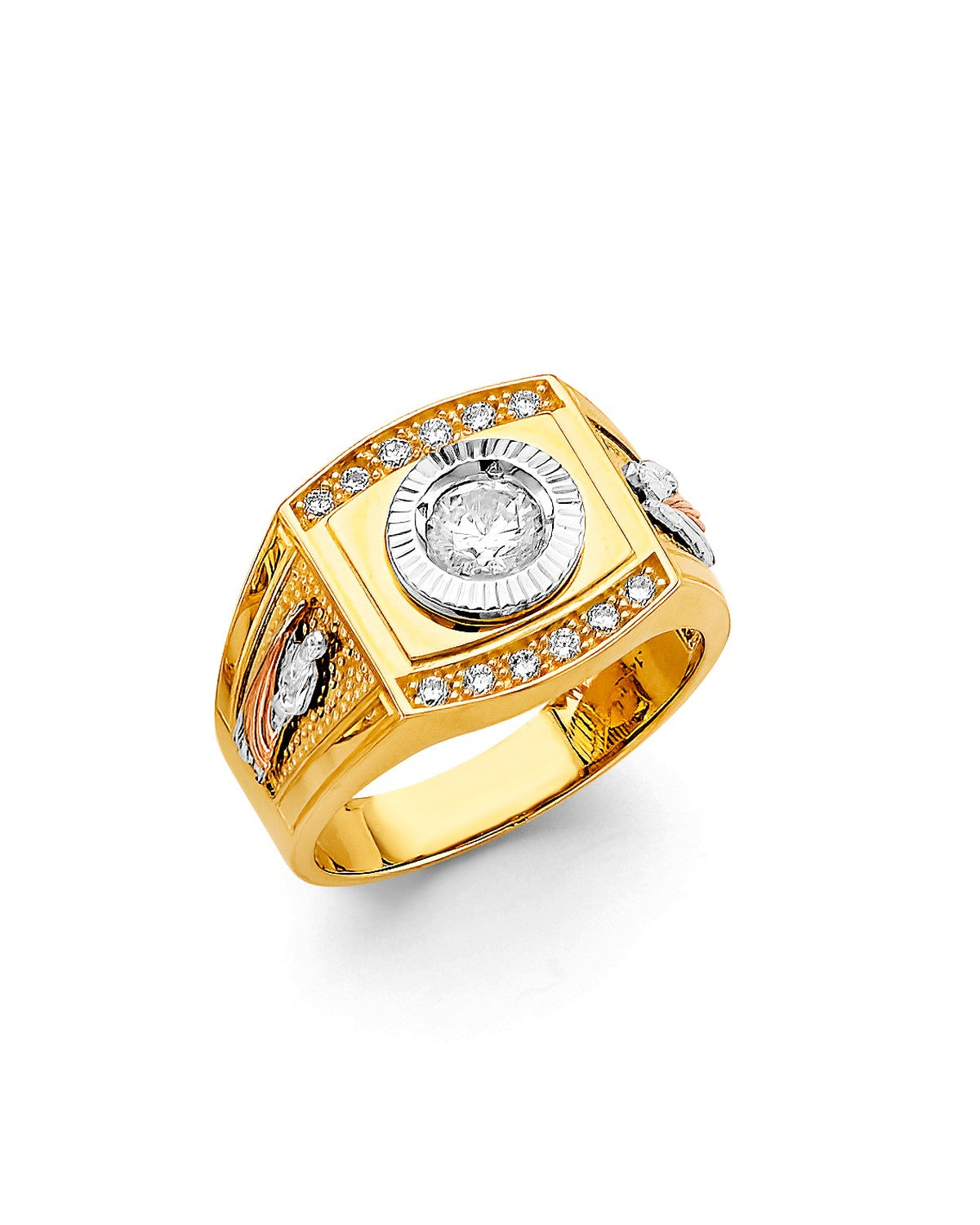 14K Two-Tone Gold 2T Men's CZ Ring (RG-3505)