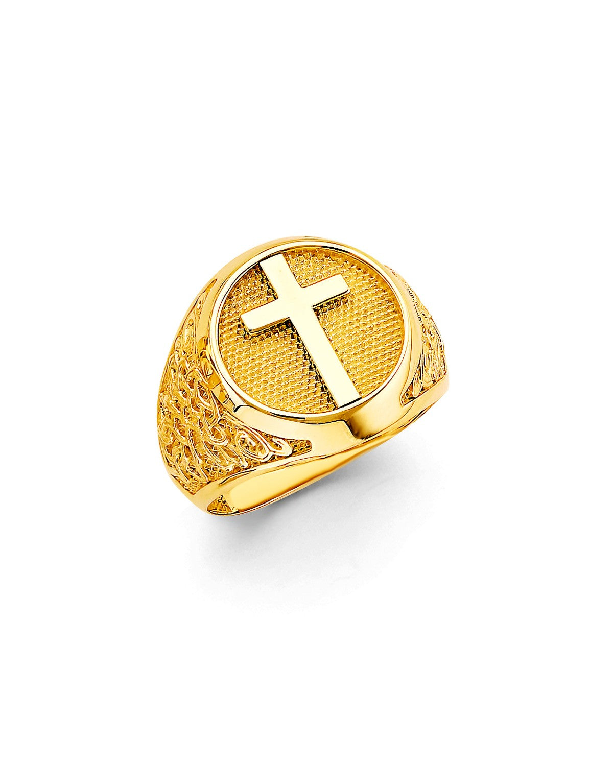 14K Yellow Gold Cross Men's Ring (RG-3509)