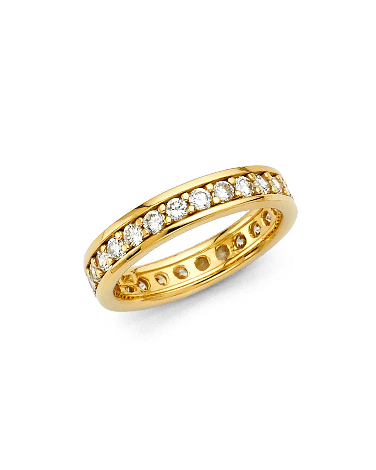 14K Yellow Gold Round CZ Eternity Channel Set Band (RS-0004)