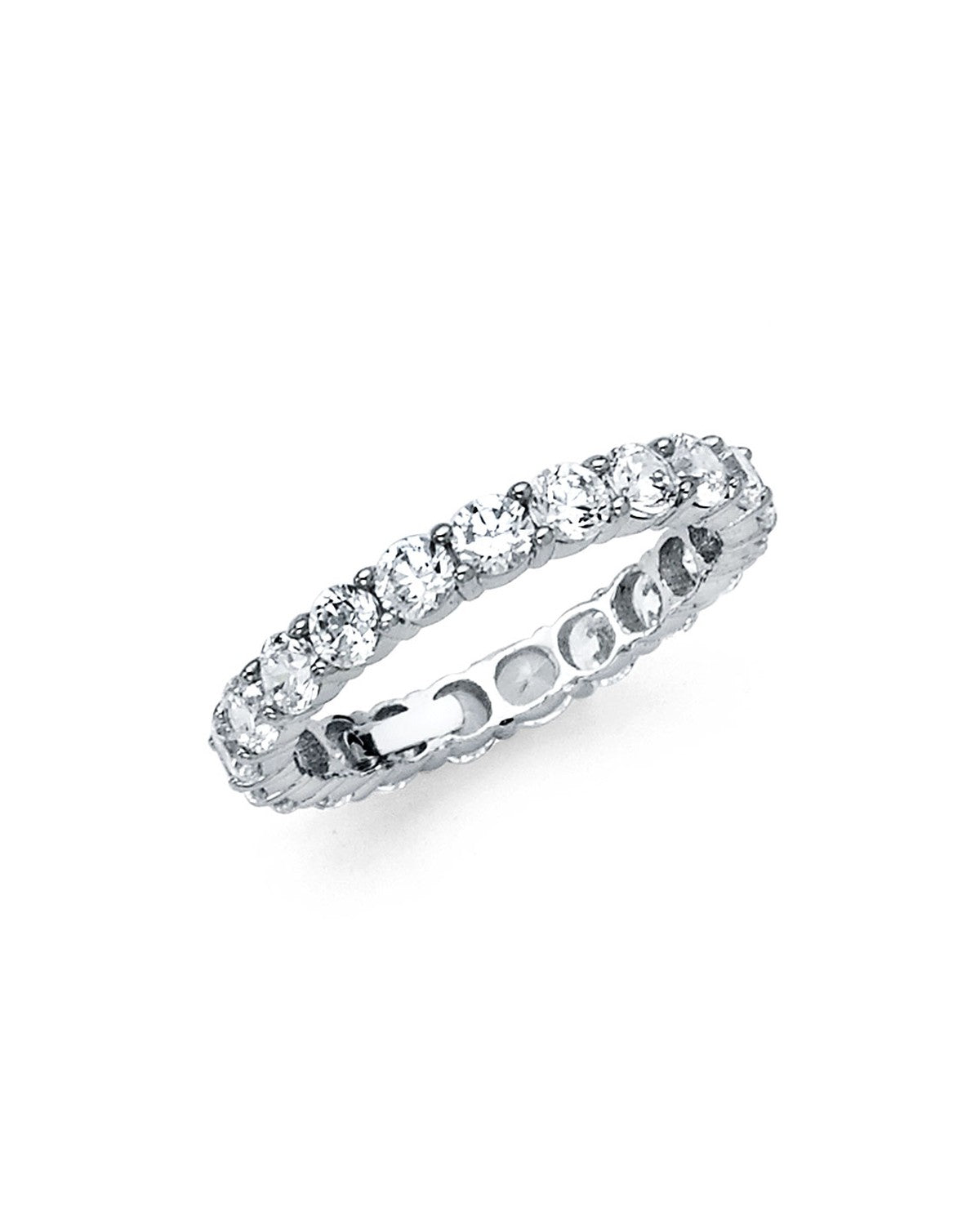 14K White Gold Round CZ Eternity Prong Set Band (RS-0006W)