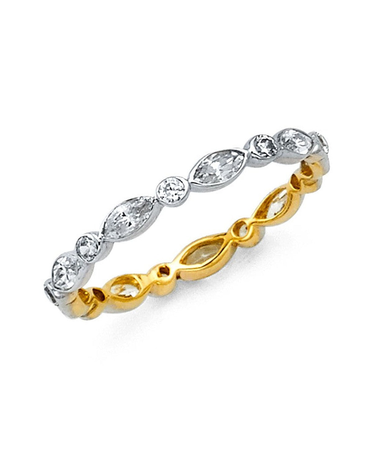 14K Yellow Gold 2T CZ Eternity Band (RS-0016)