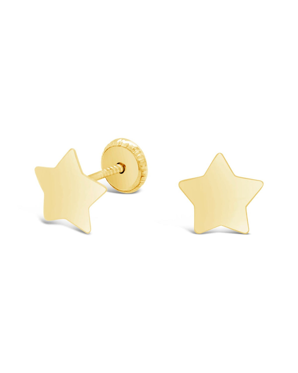 14K Yellow Gold Star Screwback Earrings