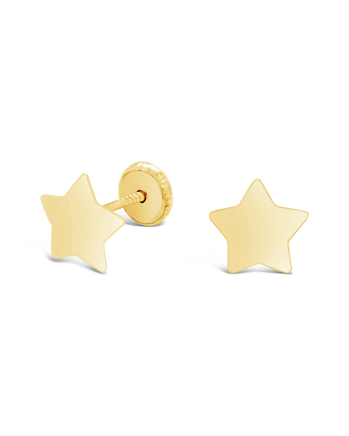 14K Yellow Gold Star Screwback Earrings