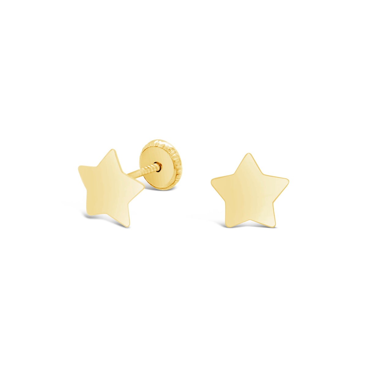 14K Yellow Gold Star Screwback Earrings