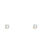 14K Yellow Gold 4mm Round Basket Stud Earrings (ST-0102)