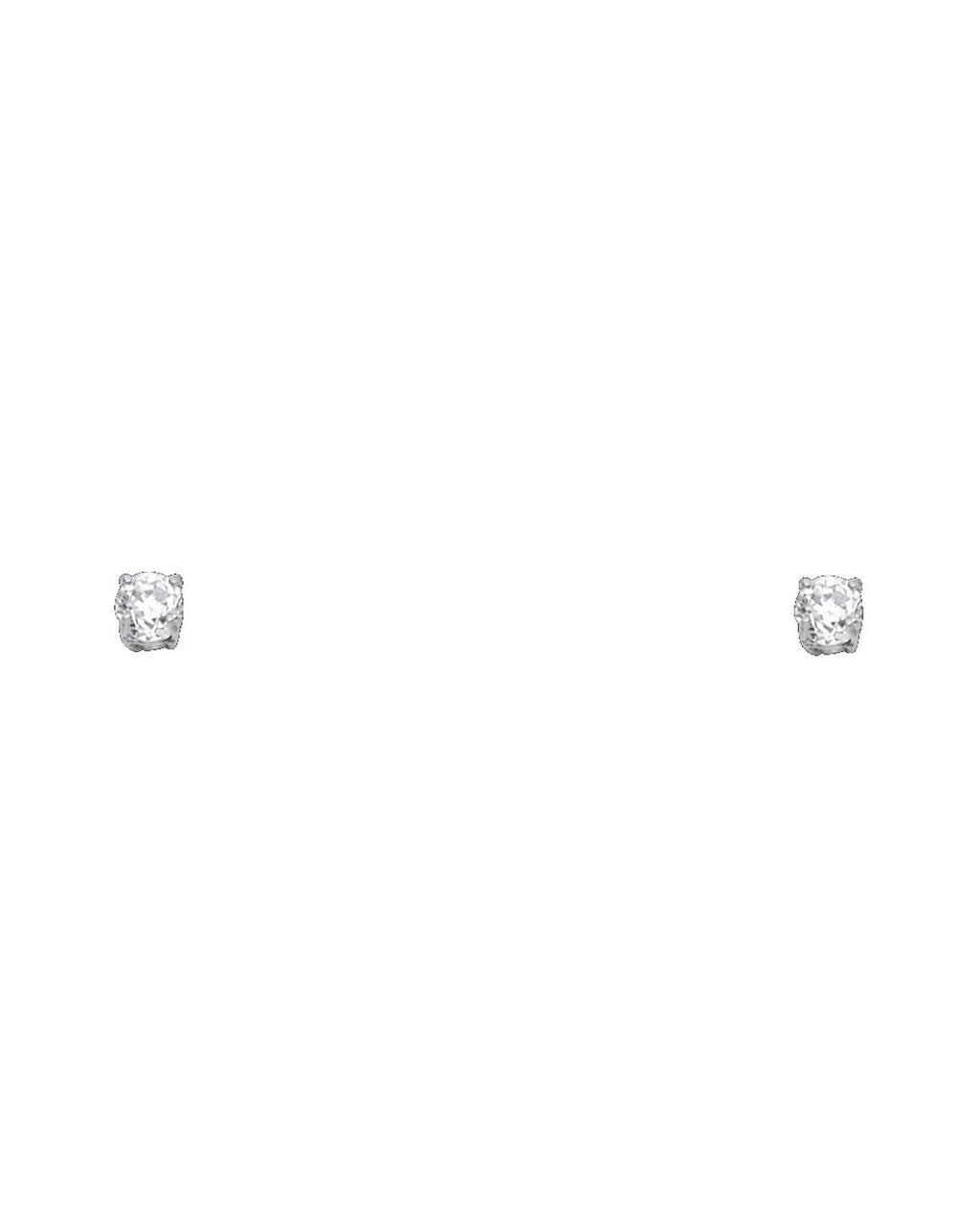 14K White Gold 3mm Round Basket Stud Earrings (ST-0107)