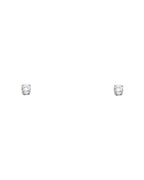 14K White Gold 3mm Round Basket Stud Earrings (ST107) (ST-0107)