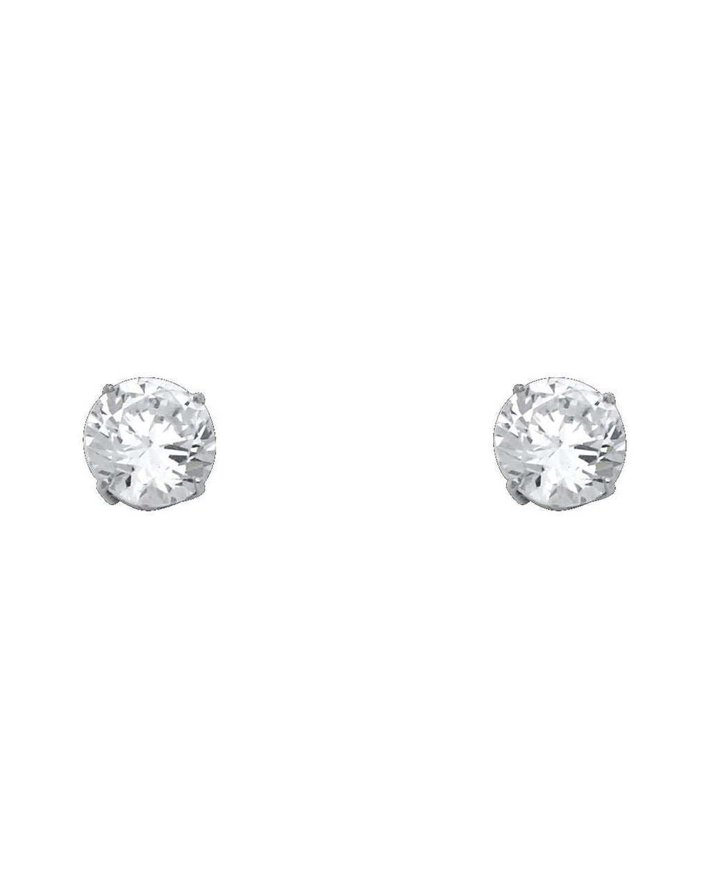 14K White Gold 8mm Round Basket Stud Earrings (ST-0112)