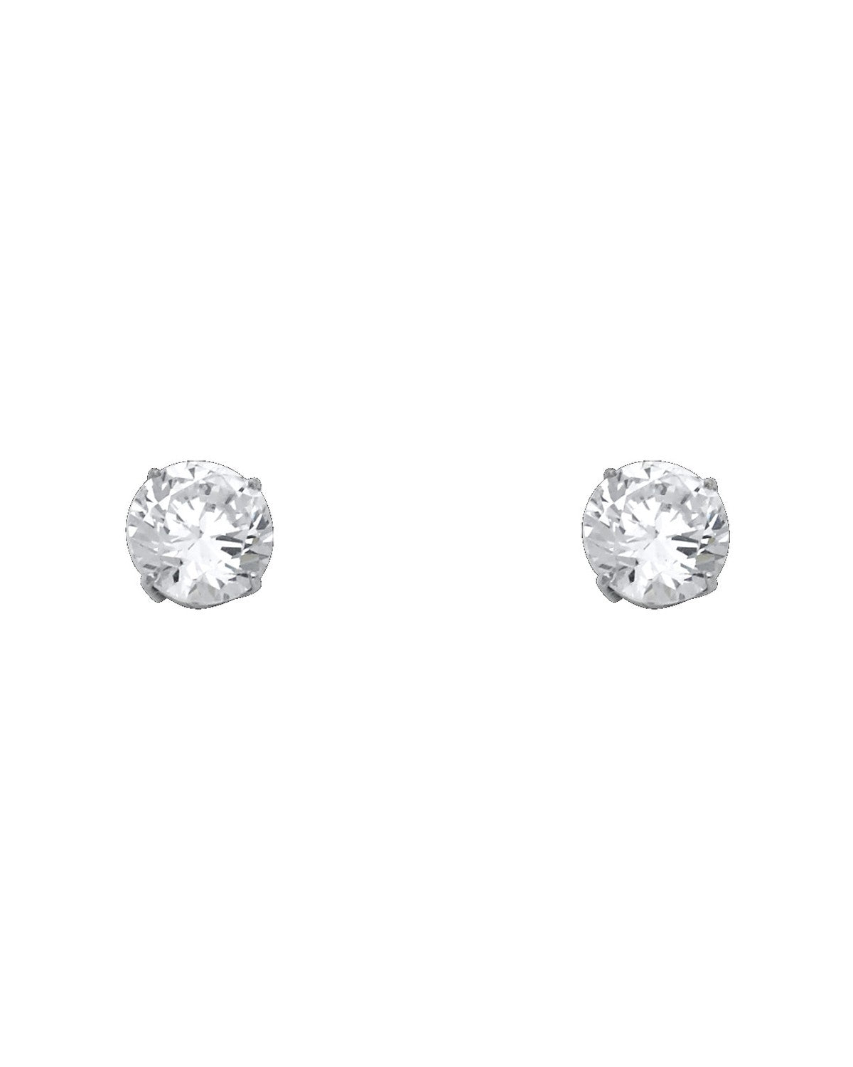 14K White Gold 8mm Round Basket Stud Earrings (ST-0112)