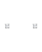 14K White Gold 4mm Square Basket Stud Earrings (ST-0119)