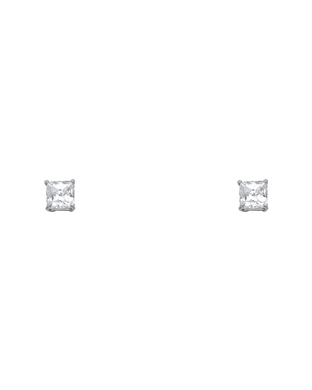14K White Gold 4mm Square Basket Stud Earrings (ST-0119)