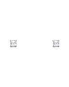 14K White Gold 4mm Square Basket Stud Earrings (ST-0119)