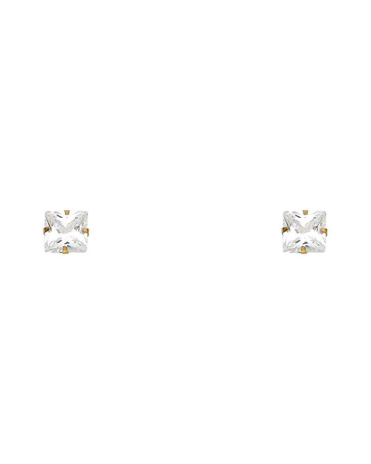 14K Yellow Gold 5mm Square Stamp Screw Back Stud Earrings (ST-0131)