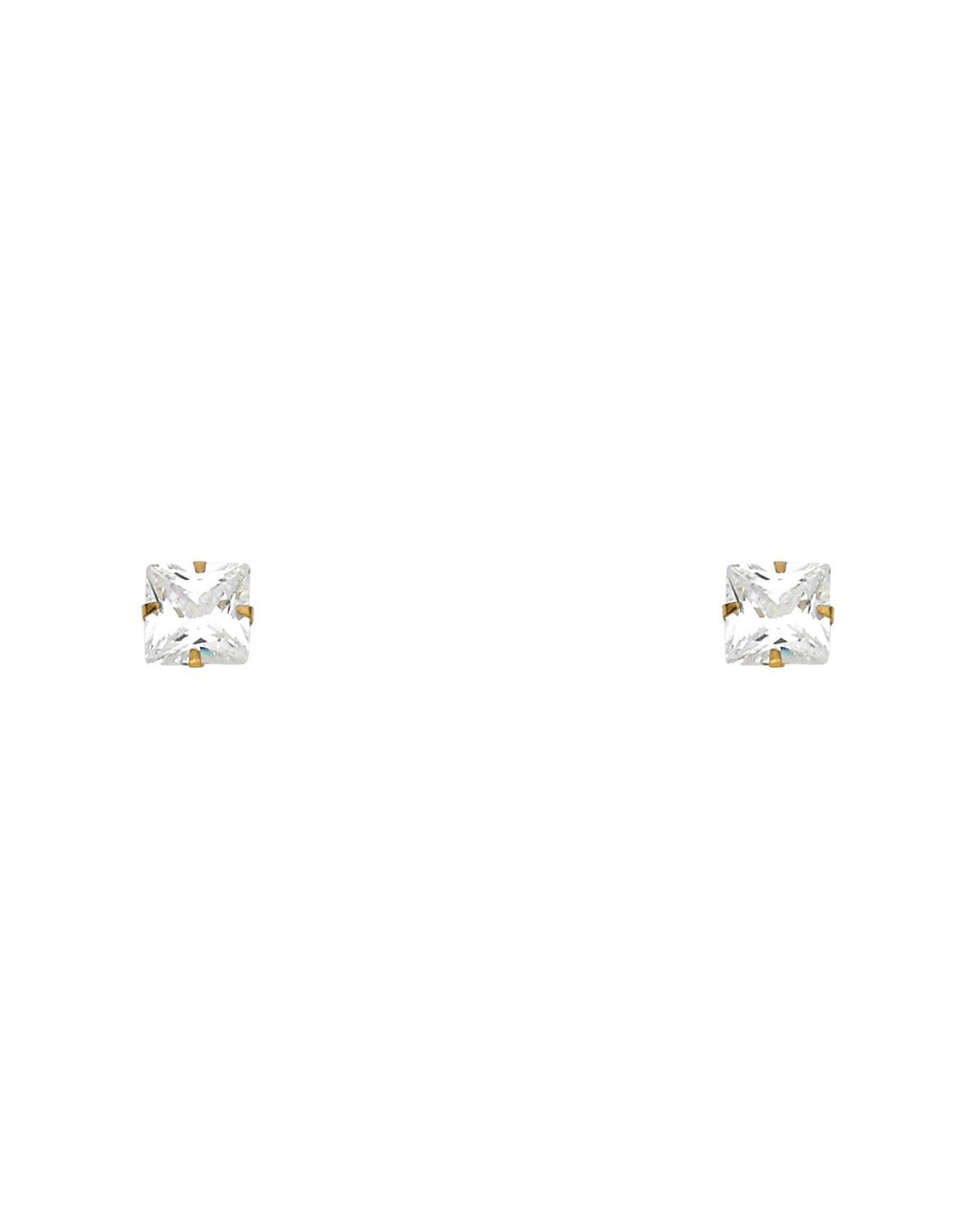 14K Yellow Gold 5mm Square Stamp Screw Back Stud Earrings (ST-0131)