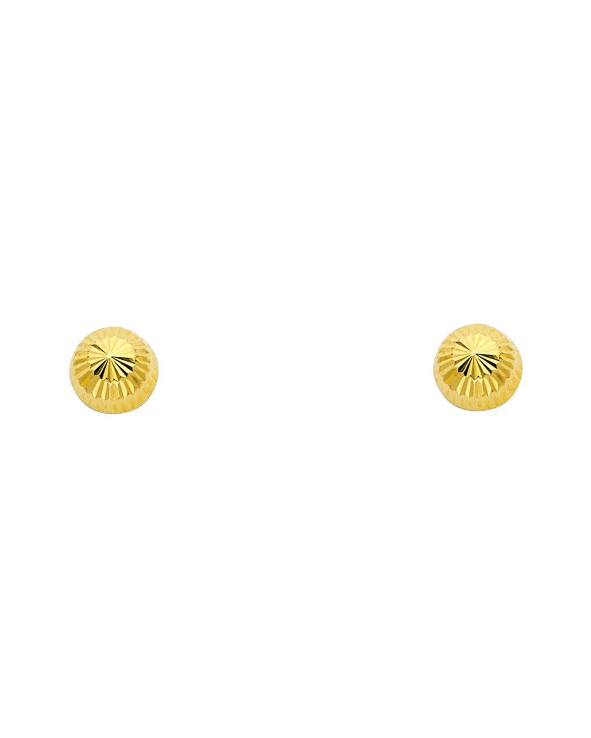 14K Yellow Gold 6.5mm Screw Back Fluted Half Ball Stud Earrings (ST-0148)