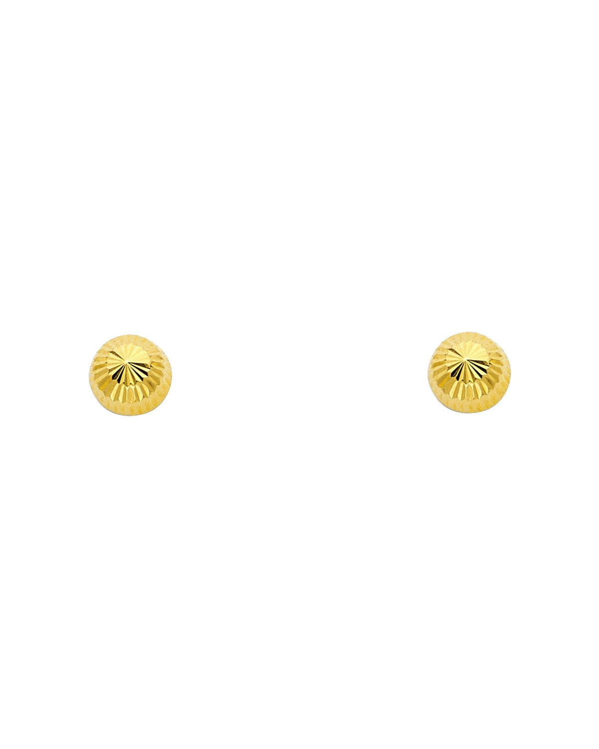 14K Yellow Gold 6.5mm Screw Back Fluted Half Ball Stud Earrings (ST-0148)