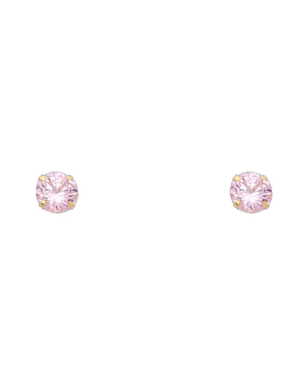 14K Yellow Gold 6mm Round CZ Stamping Screw Back Stud Earrings (OCT) (ST-0198-10)