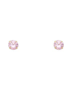 14K Yellow Gold 6mm Round CZ Stamping Screw Back Stud Earrings (OCT) (ST-0198-10)