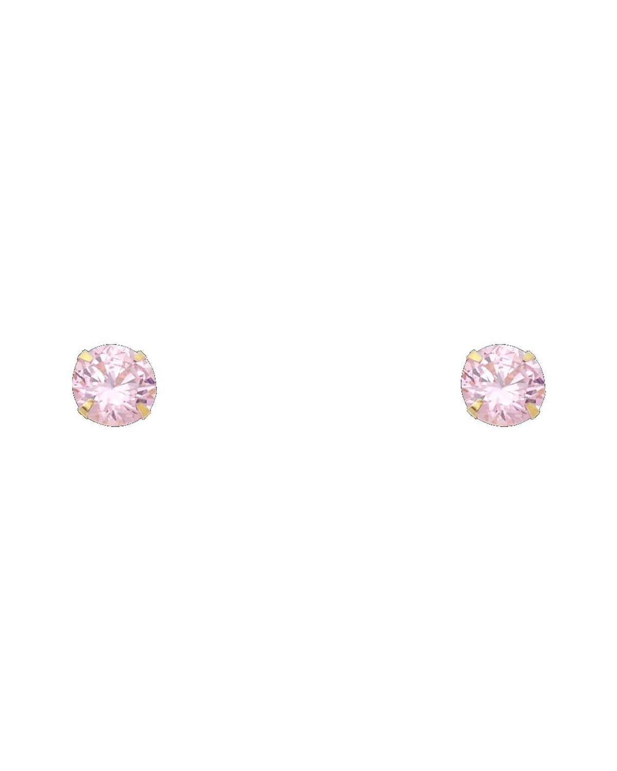 14K Yellow Gold 6mm Round CZ Stamping Screw Back Stud Earrings (OCT) (ST-0198-10)