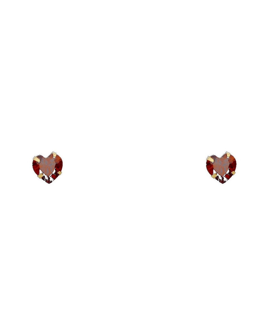 14K Yellow Gold 5mm Heart CZ Stamping Screw Back Stud Earrings (FEB) (ST-0200-02)