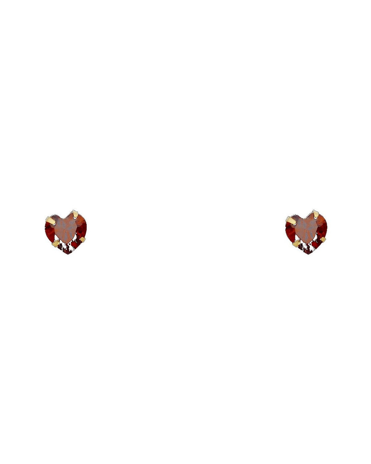 14K Yellow Gold 5mm Heart CZ Stamping Screw Back Stud Earrings (FEB) (ST-0200-02)