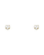 14K Yellow Gold 5mm Heart CZ Stamping Screw Back Stud Earrings (APR) (ST-0200-04)