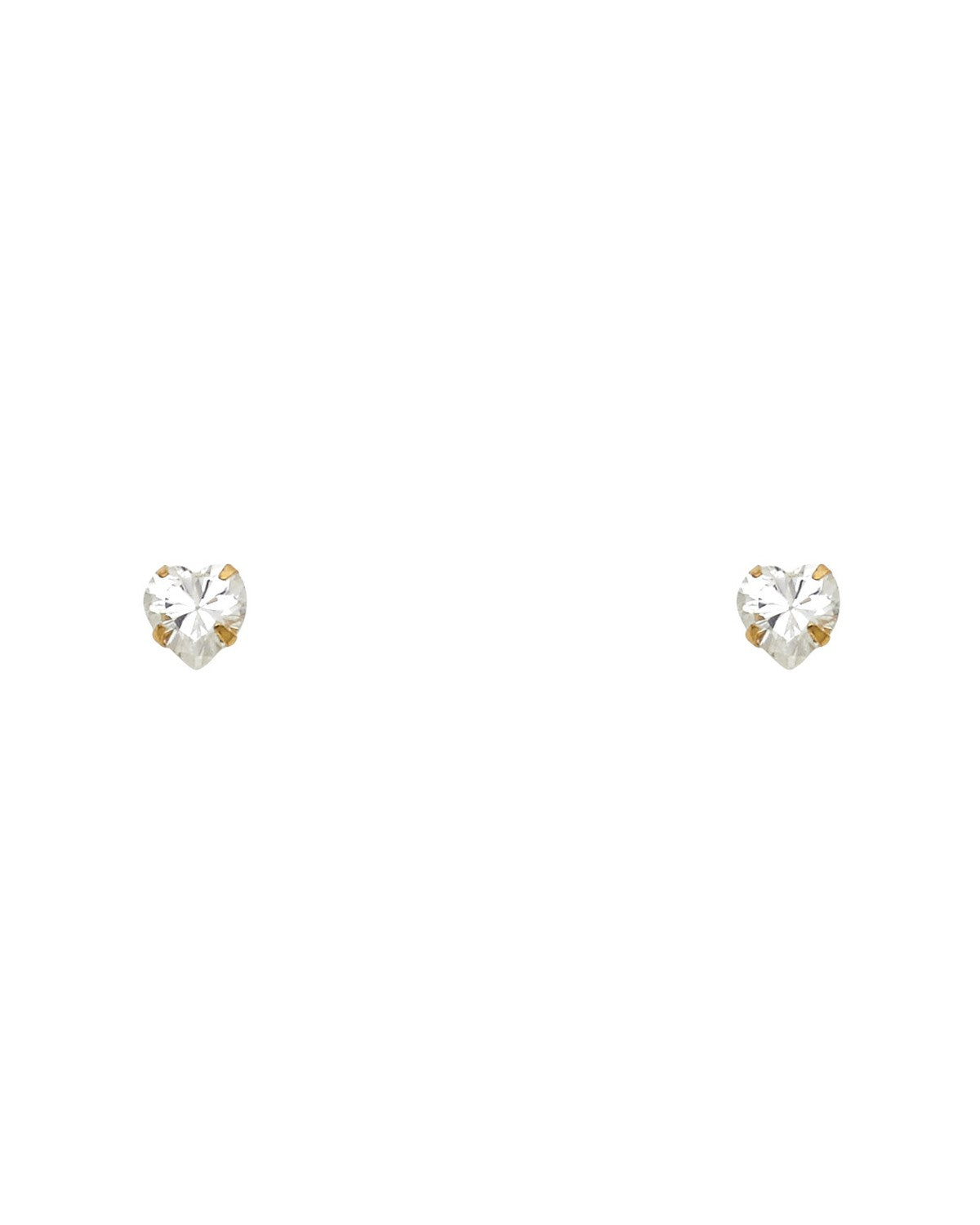 14K Yellow Gold 5mm Heart CZ Stamping Screw Back Stud Earrings (APR) (ST-0200-04)