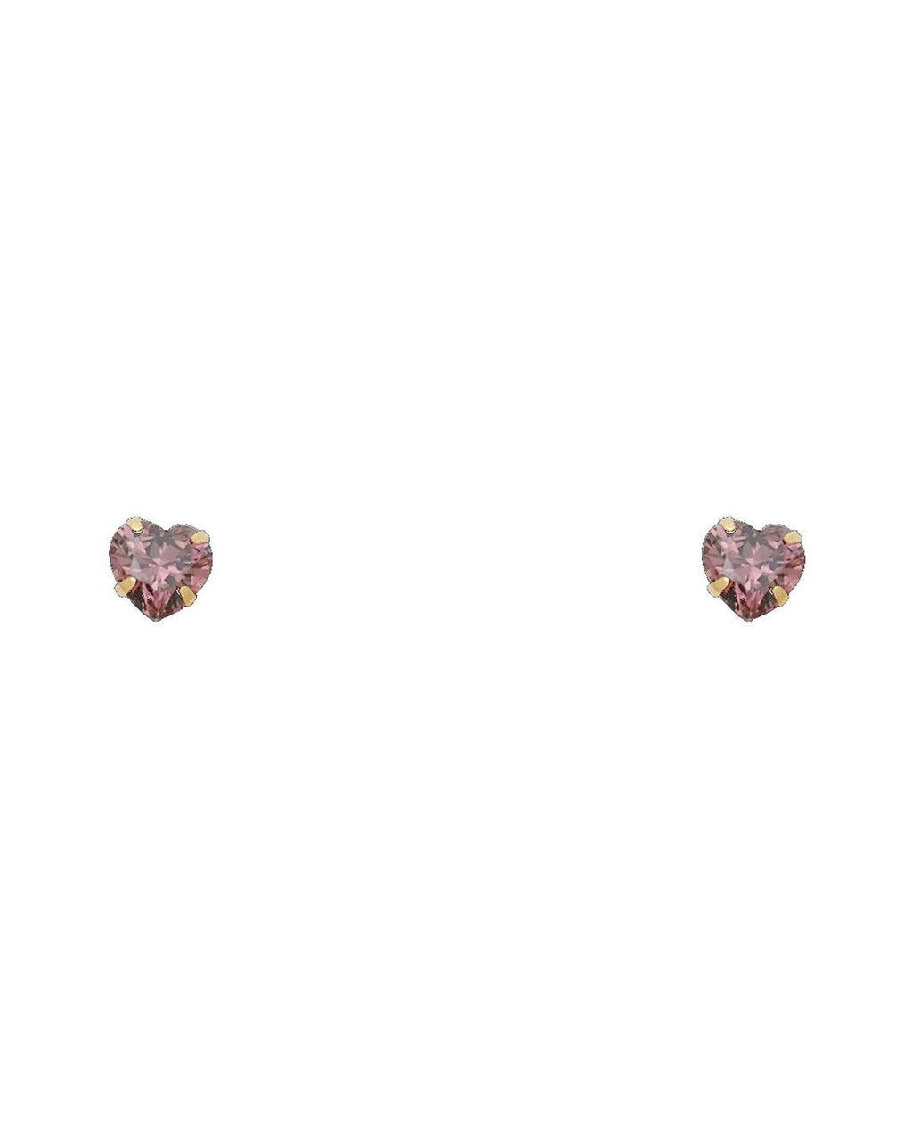 14K Yellow Gold 5mm Heart CZ Stamping Screw Back Stud Earrings (JUN) (ST-0200-06)