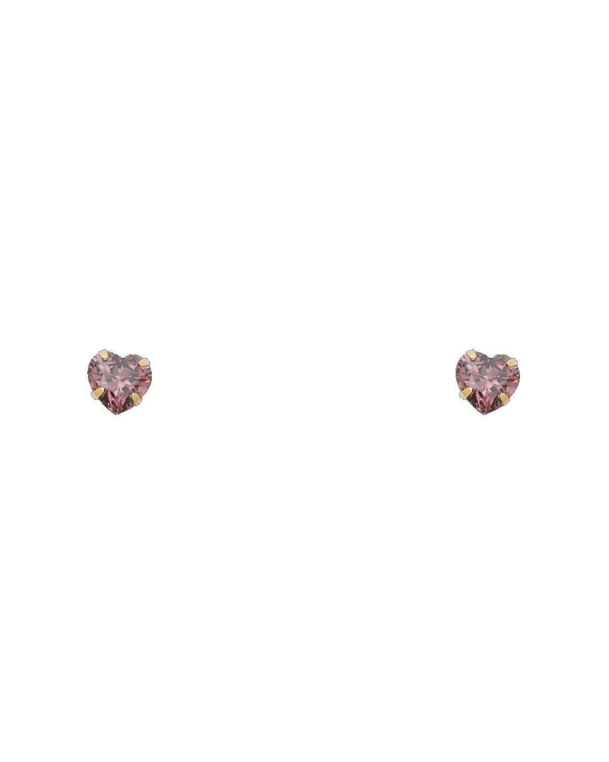 14K Yellow Gold 5mm Heart CZ Stamping Screw Back Stud Earrings (JUN) (ST-0200-06)