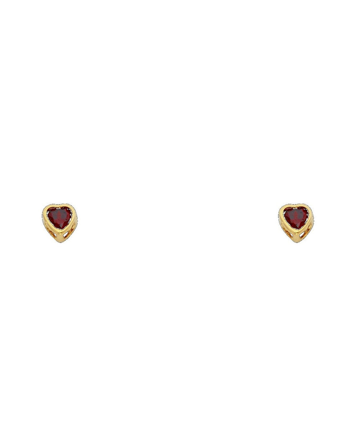 14K Yellow Gold 3mm Heart CZ Bezel Screw Back Stud Earrings (FEB) (ST-0201-02)