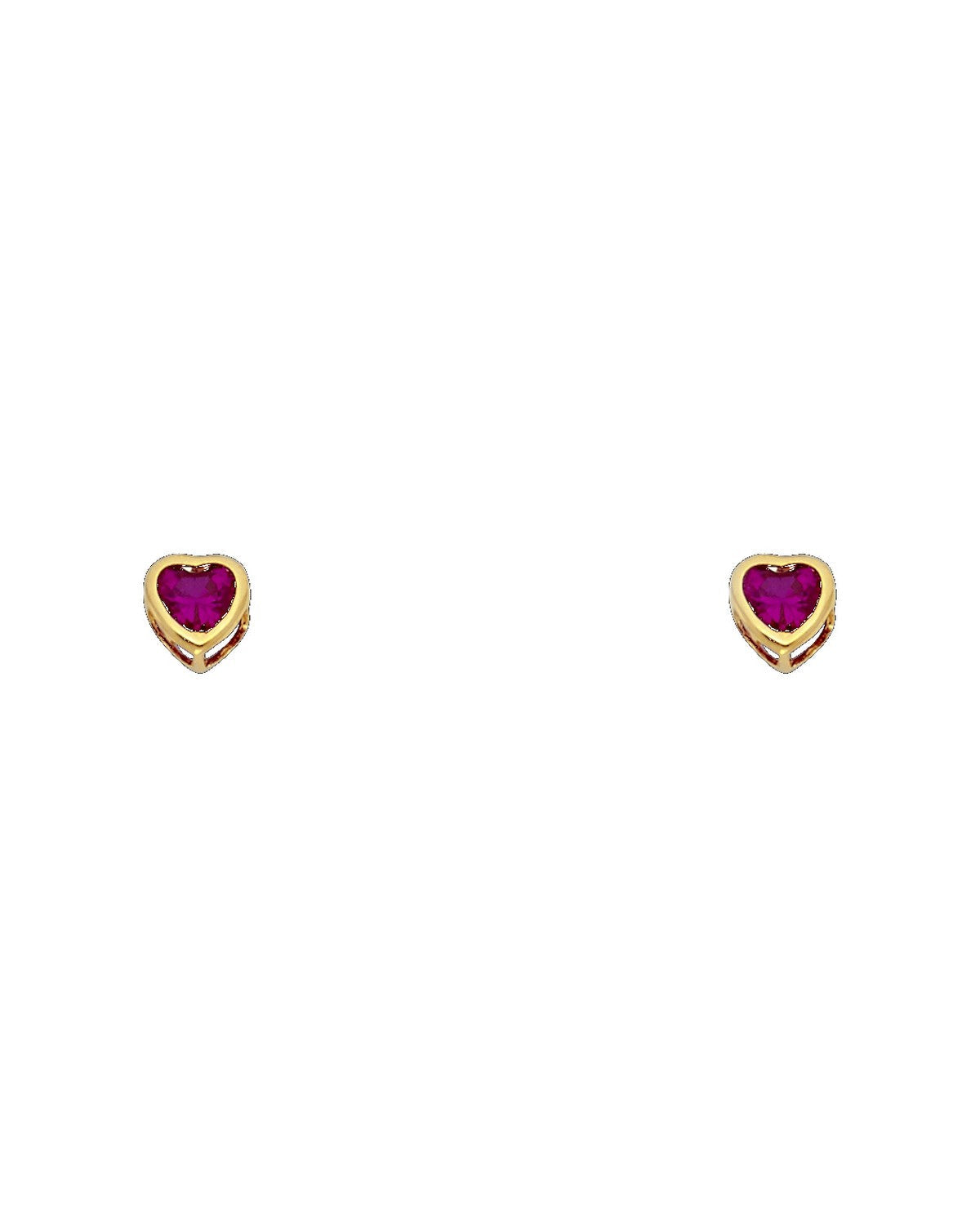 14K Yellow Gold 4mm CZ Heart Bezel Screw Back Stud Earrings (JUL) (ST-0202-07)