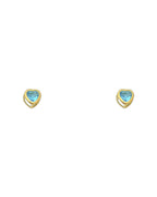 14K Yellow Gold 4mm CZ Heart Bezel Screw Back Stud Earrings (DEC) (ST-0202-12)