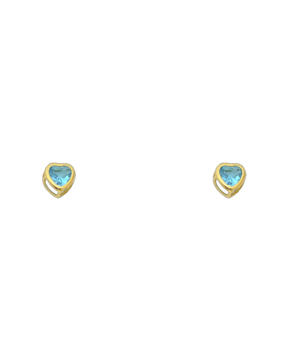 14K Yellow Gold 4mm CZ Heart Bezel Screw Back Stud Earrings (DEC) (ST-0202-12)