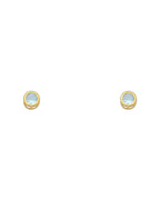 14K Yellow Gold 4mm Round CZ Bezel Screw Back Stud Earrings (MAR) (ST-0203-03)