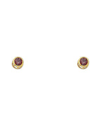 14K Yellow Gold 4mm Round CZ Bezel Screw Back Stud Earrings (JUN) (ST-0203-06)
