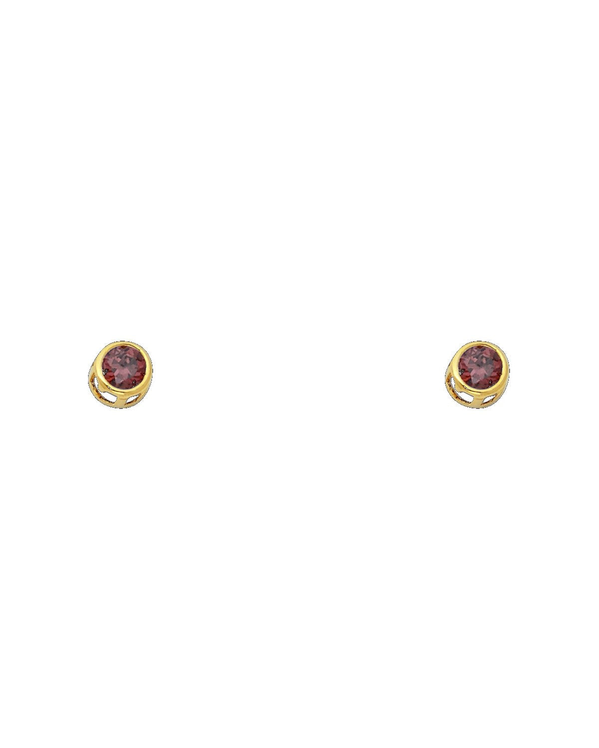 14K Yellow Gold 4mm Round CZ Bezel Screw Back Stud Earrings (JUN) (ST-0203-06)