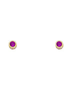 14K Yellow Gold 4mm Round CZ Bezel Screw Back Stud Earrings (JUL) (ST-0203-07)