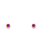14K Yellow Gold 4mm Round CZ Bezel Screw Back Stud Earrings (JUL) (ST-0203-07)