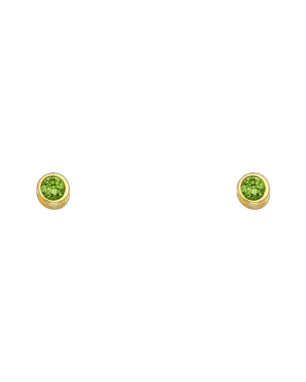 14K Yellow Gold 4mm Round CZ Bezel Screw Back Stud Earrings (AUG) (ST-0203-08)