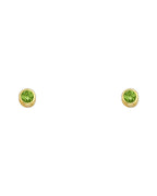 14K Yellow Gold 4mm Round CZ Bezel Screw Back Stud Earrings (AUG) (ST-0203-08)