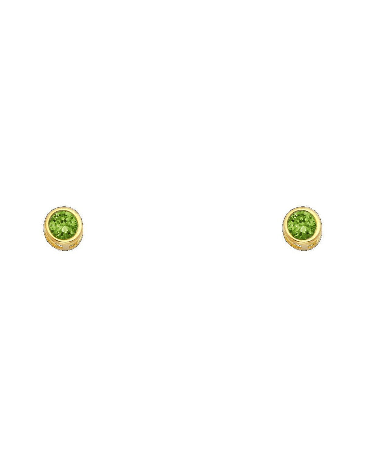 14K Yellow Gold 4mm Round CZ Bezel Screw Back Stud Earrings (AUG) (ST-0203-08)