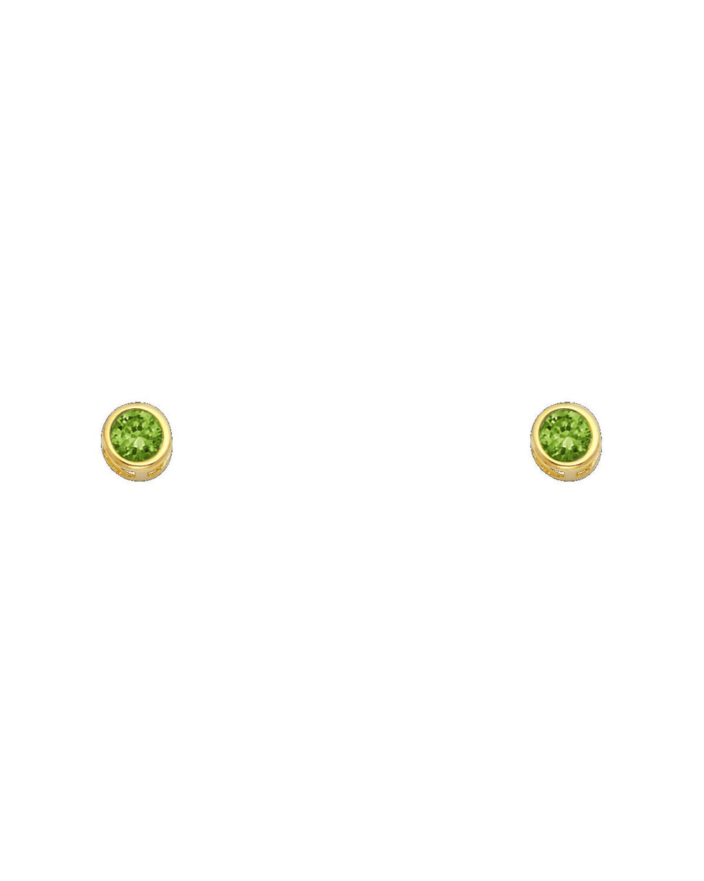 14K Yellow Gold 4mm Round CZ Bezel Screw Back Stud Earrings (AUG) (ST-0203-08)