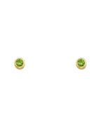 14K Yellow Gold 4mm Round CZ Bezel Screw Back Stud Earrings (AUG) (ST-0203-08)